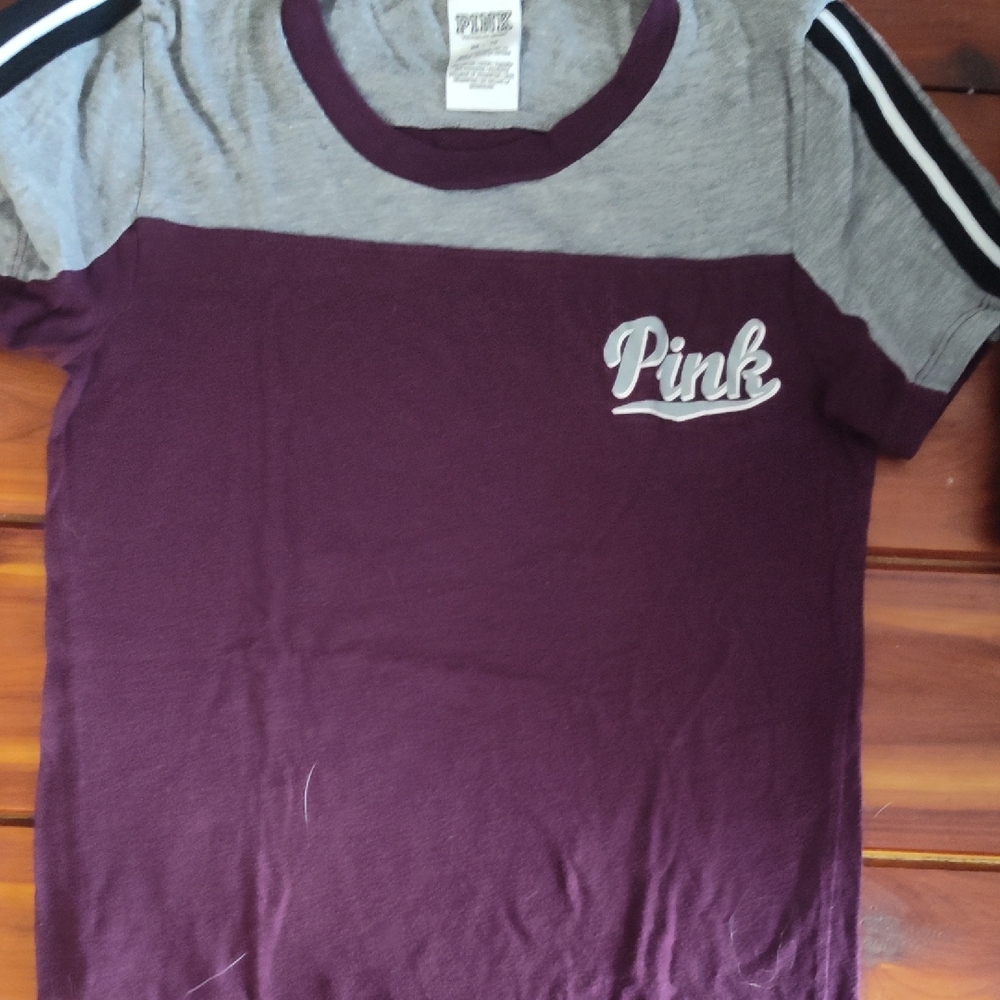 PINK Victoria's Secret Kids Tee - Maroon and Gray